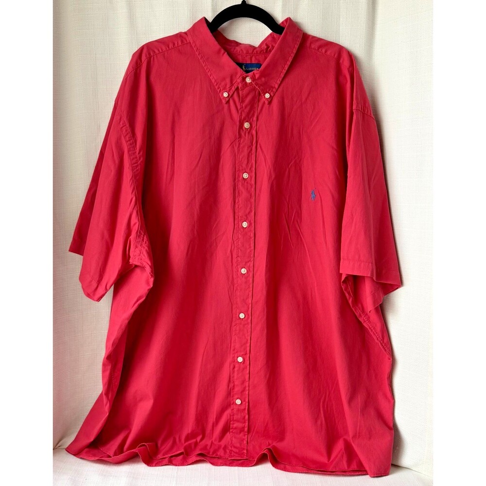 Polo Ralph Lauren Featherweight Twill Shirt Men's 4XB Red Button Front Cotton